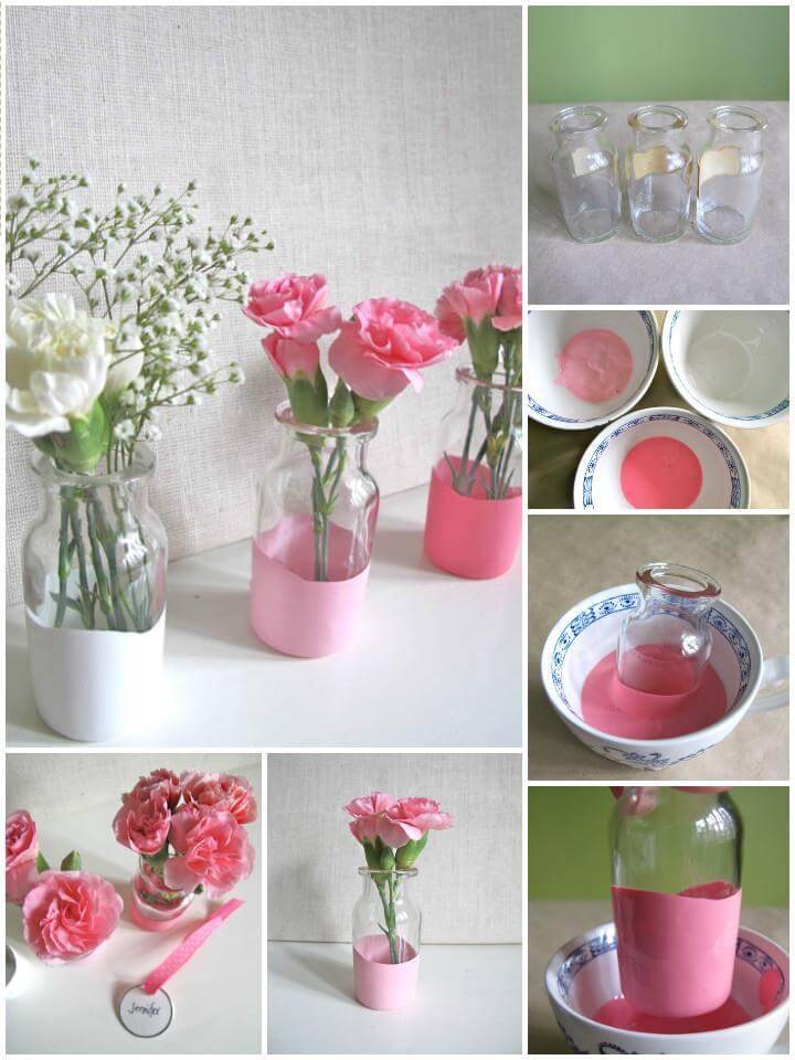DIY paint dipped glass vases