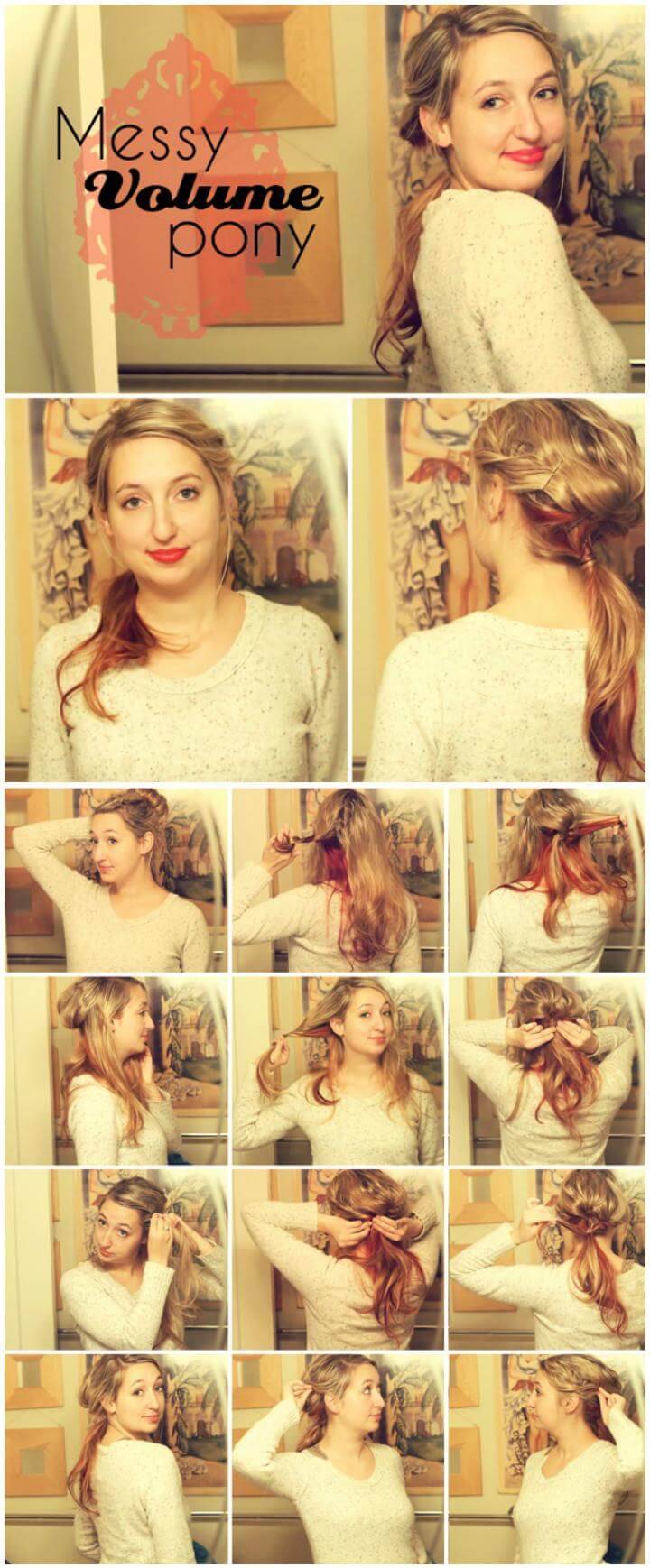 cool messy volume ponytail hairstyle