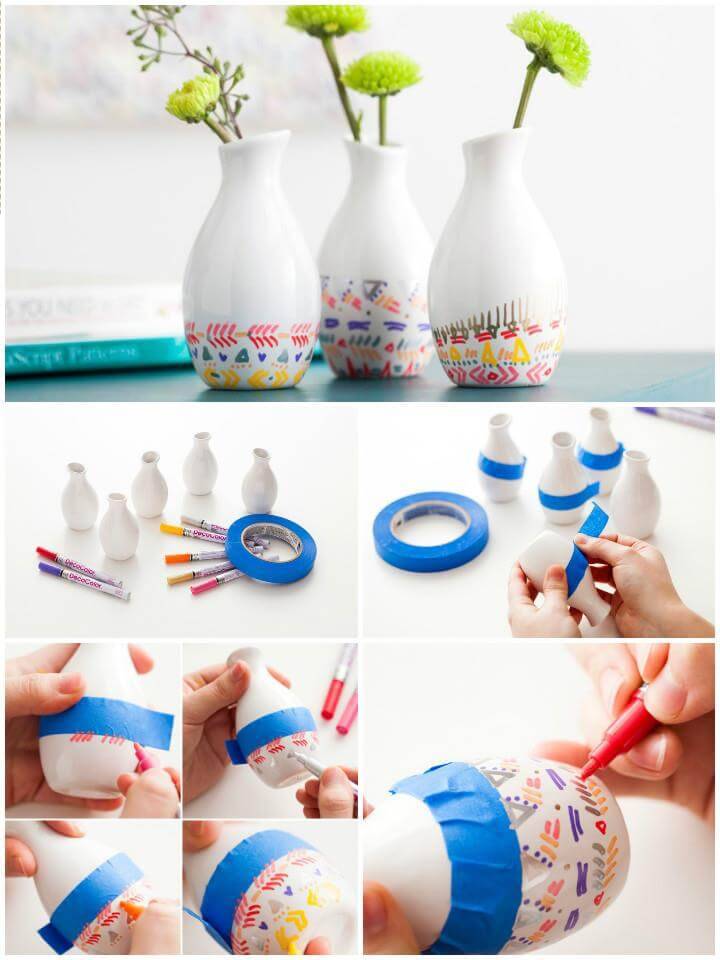 DIY pattern dipped vases