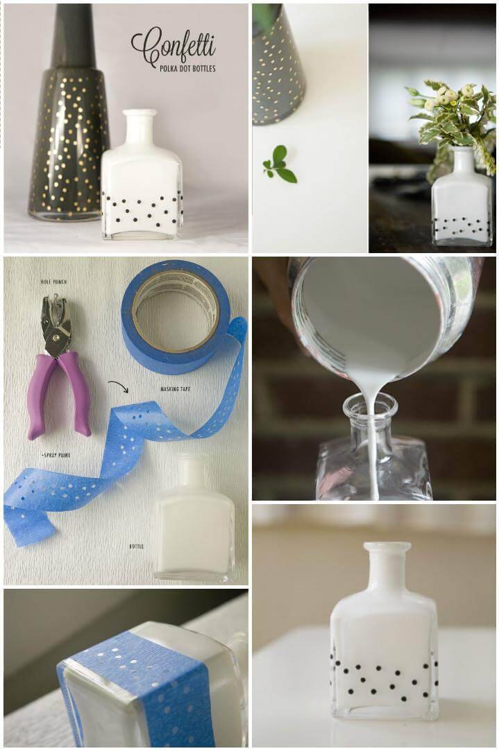 DIY perfume bottle polka dot vase, 