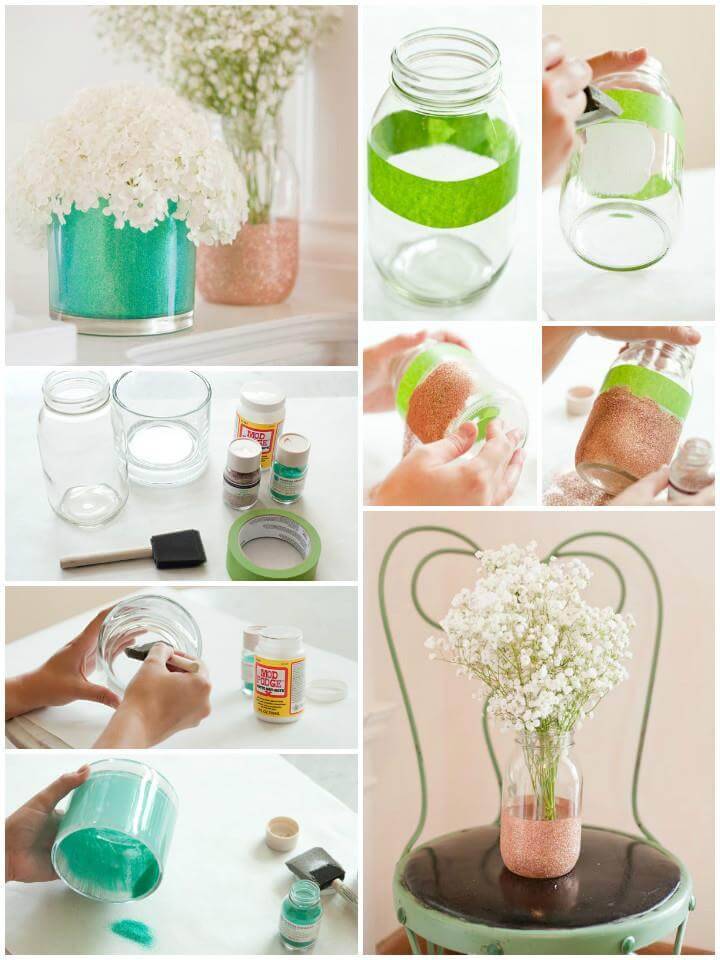 how to glitter glass vases