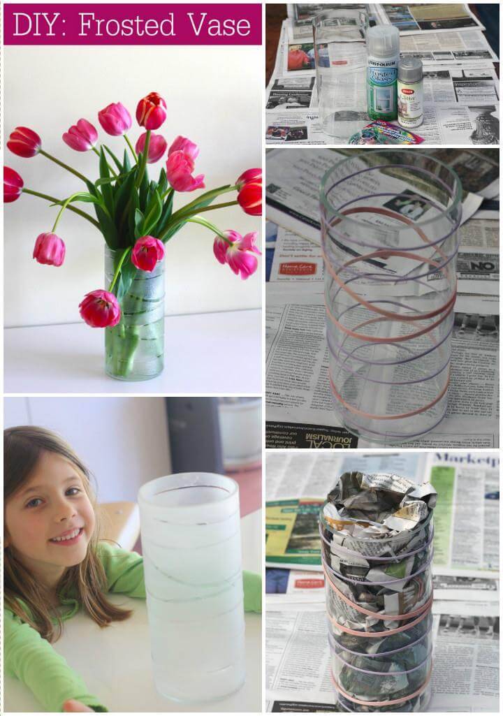self-made rubber band frosted vase