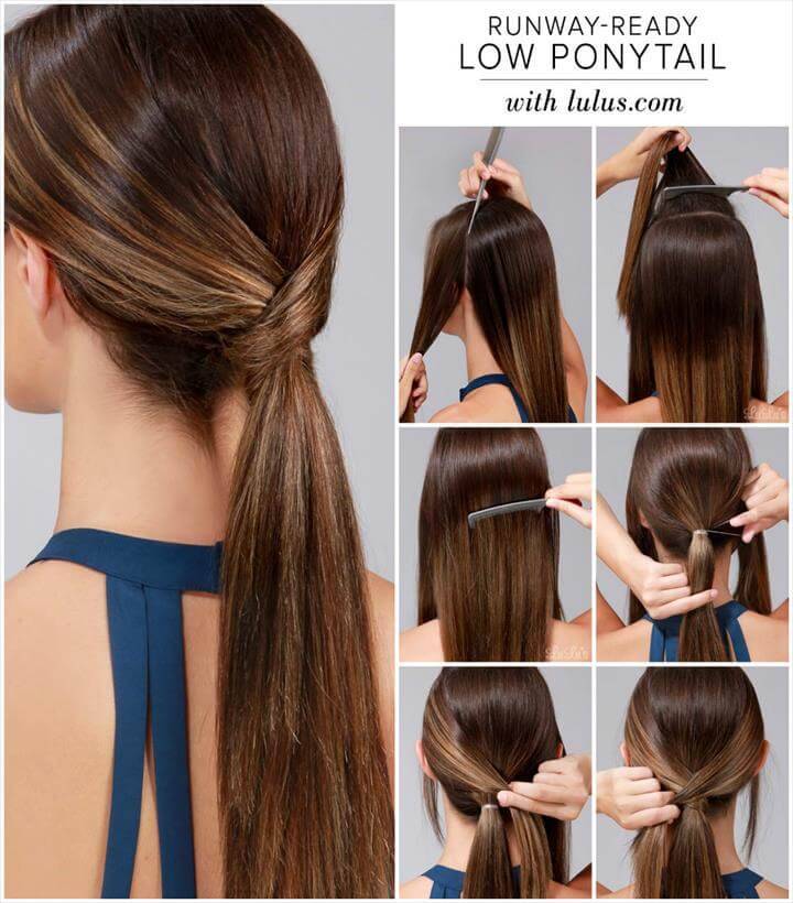 run-way read low ponytail hairstyle tutorial