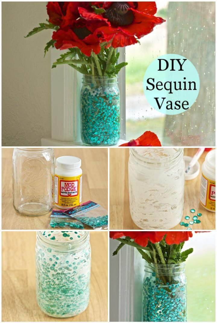 simple and cheap sequin flower vase