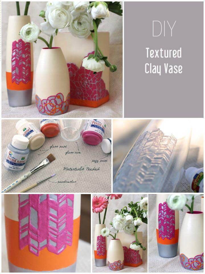 beautiful textured clay vases