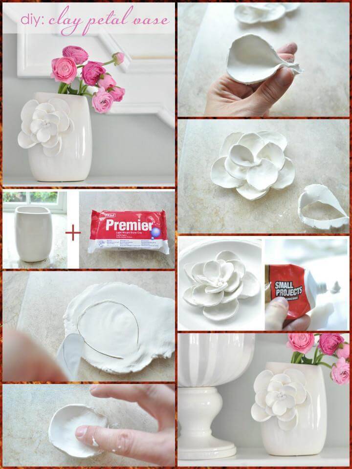 white clay petal vase makeover