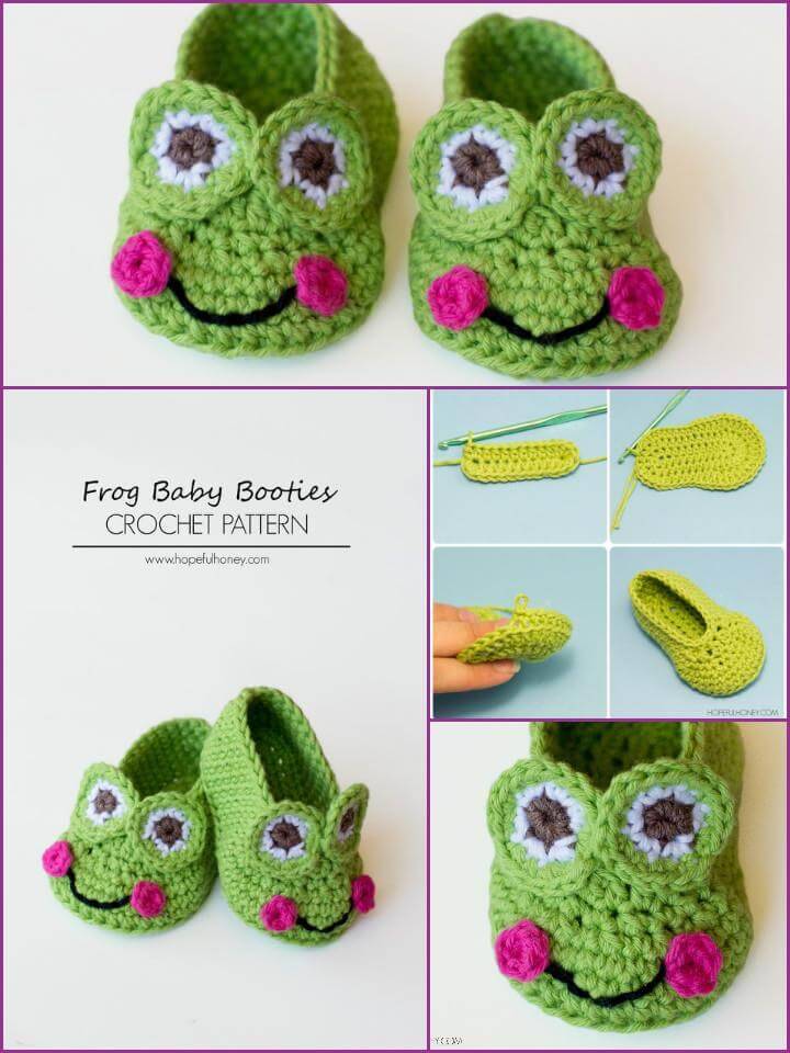 free crochet baby frog booties pattern