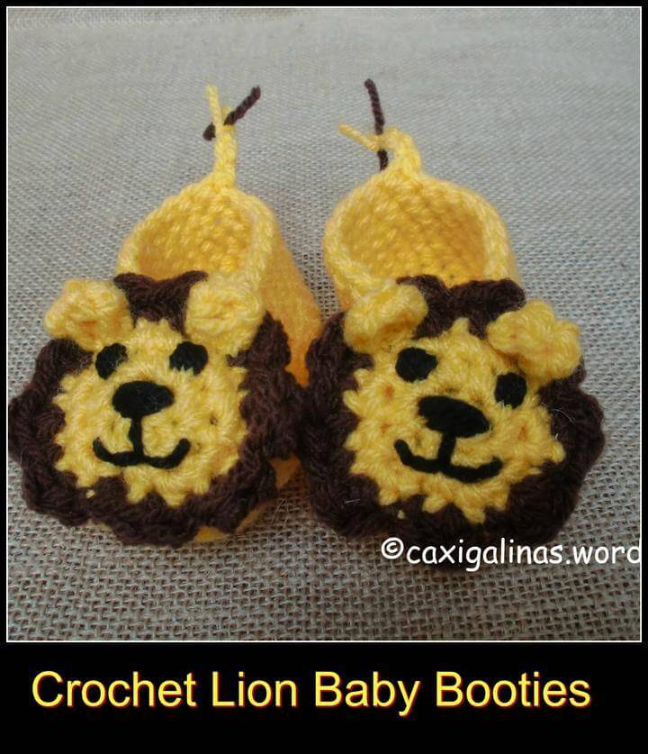 extra beautiful crochet lion baby shoes