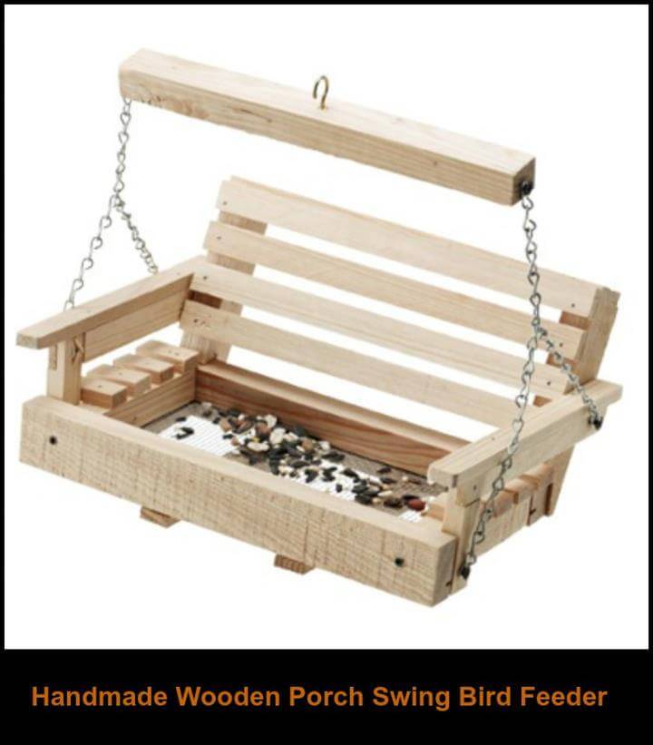 wooden porch swing bird feeder