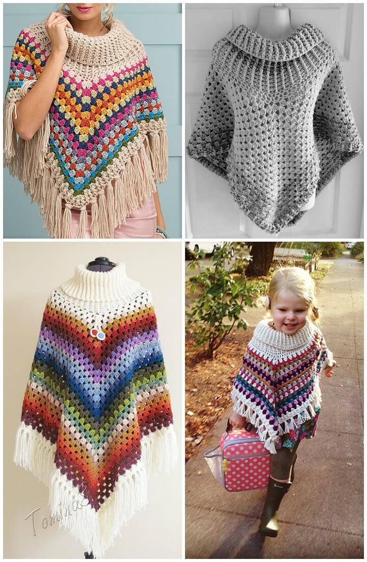 free crochet cowl neck poncho pattern
