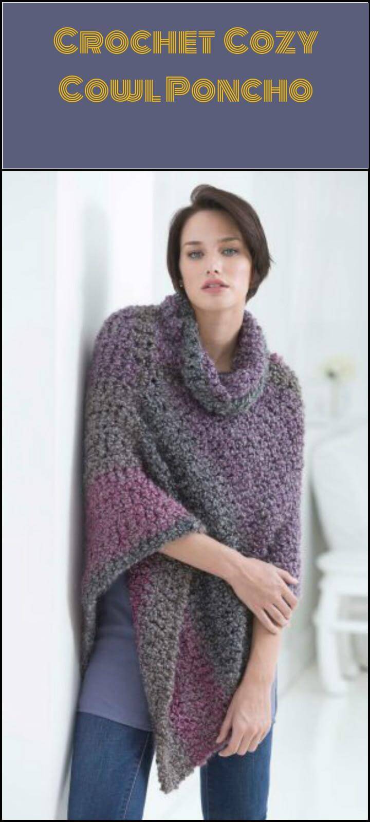 free crochet cozy cowl poncho pattern