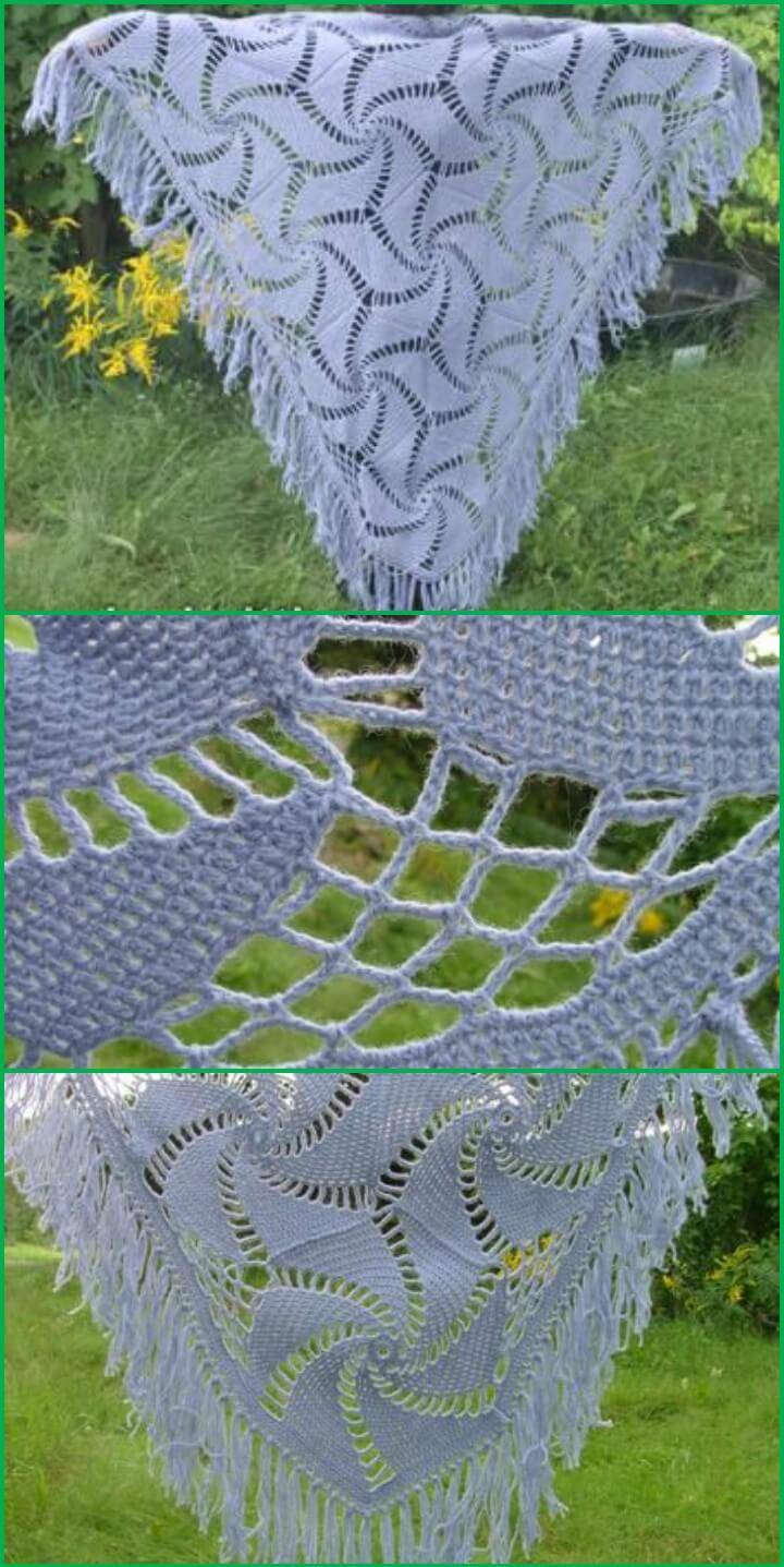 crochet hexagonal motif shawl