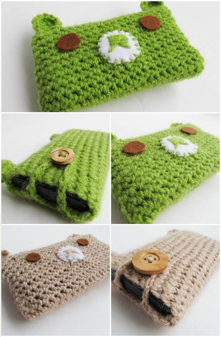 crochet kawaii bear phone cozy