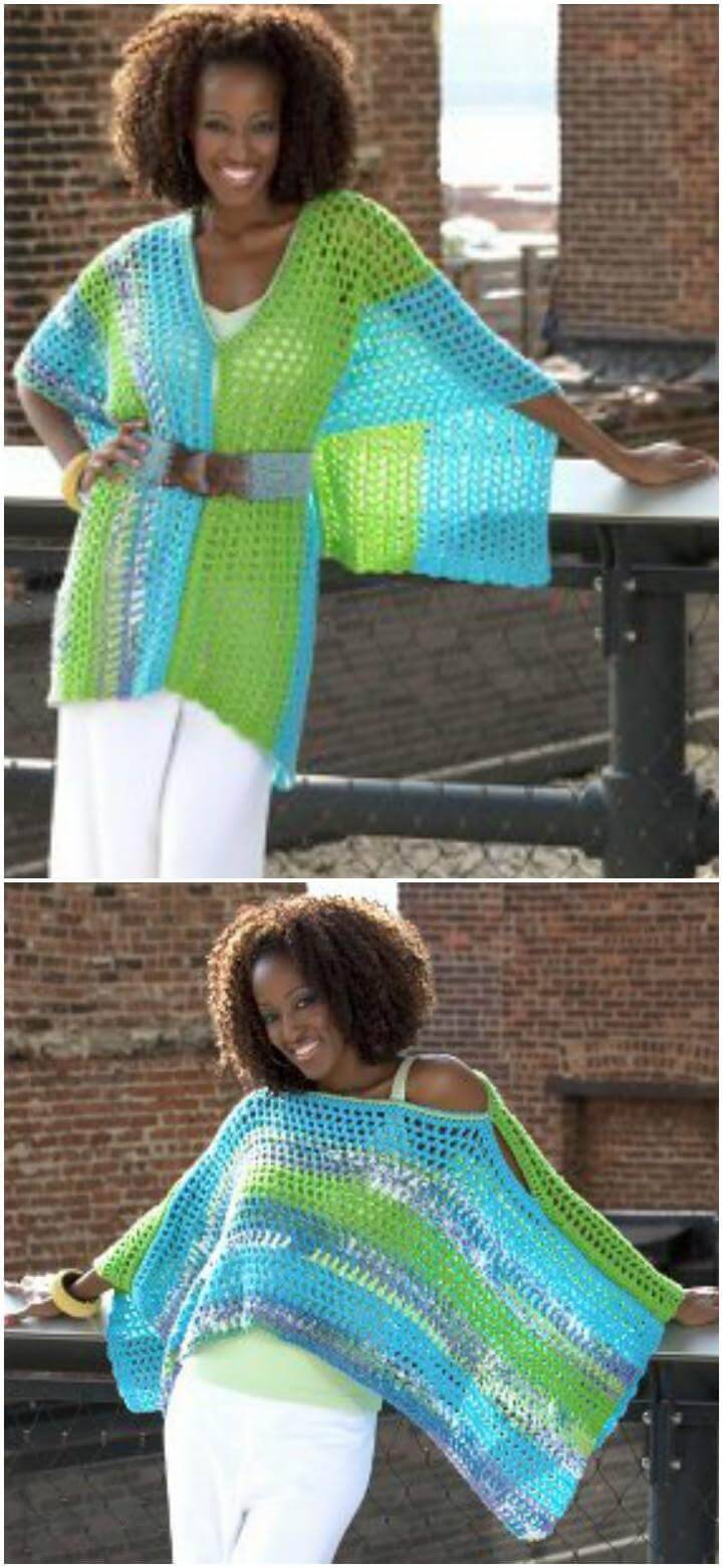 crochet multicolored poncho