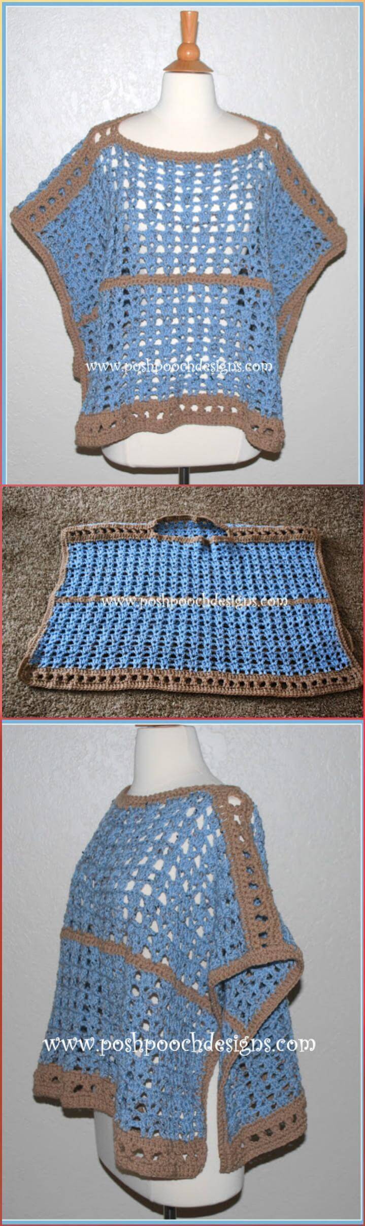 free crochet sand and sea poncho