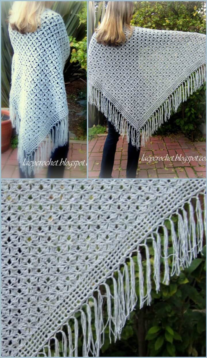 crochet spider stitch shawl free pattern