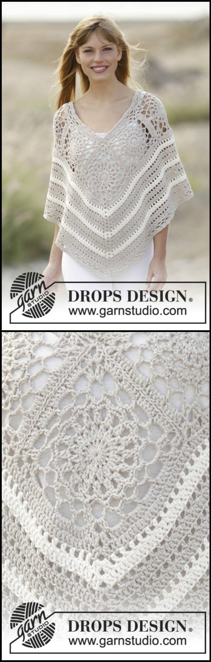 crochet square and lace poncho