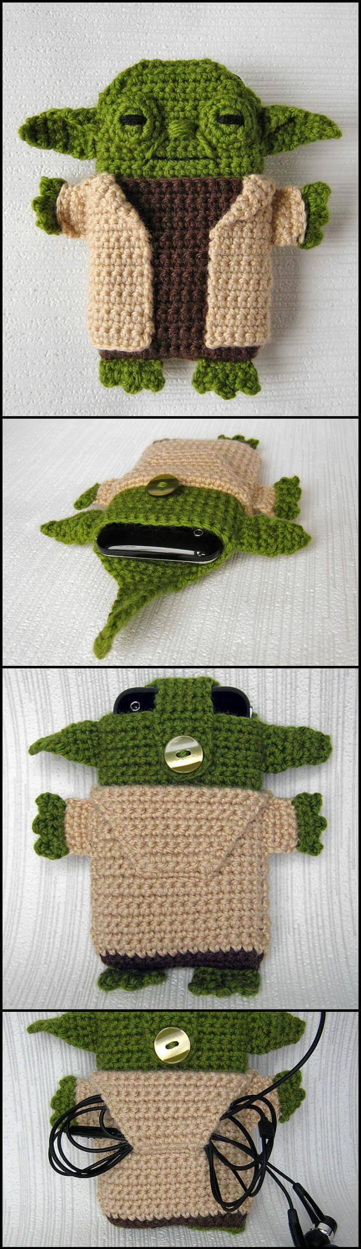 easy crochet star wars yoda iPhone case pattern