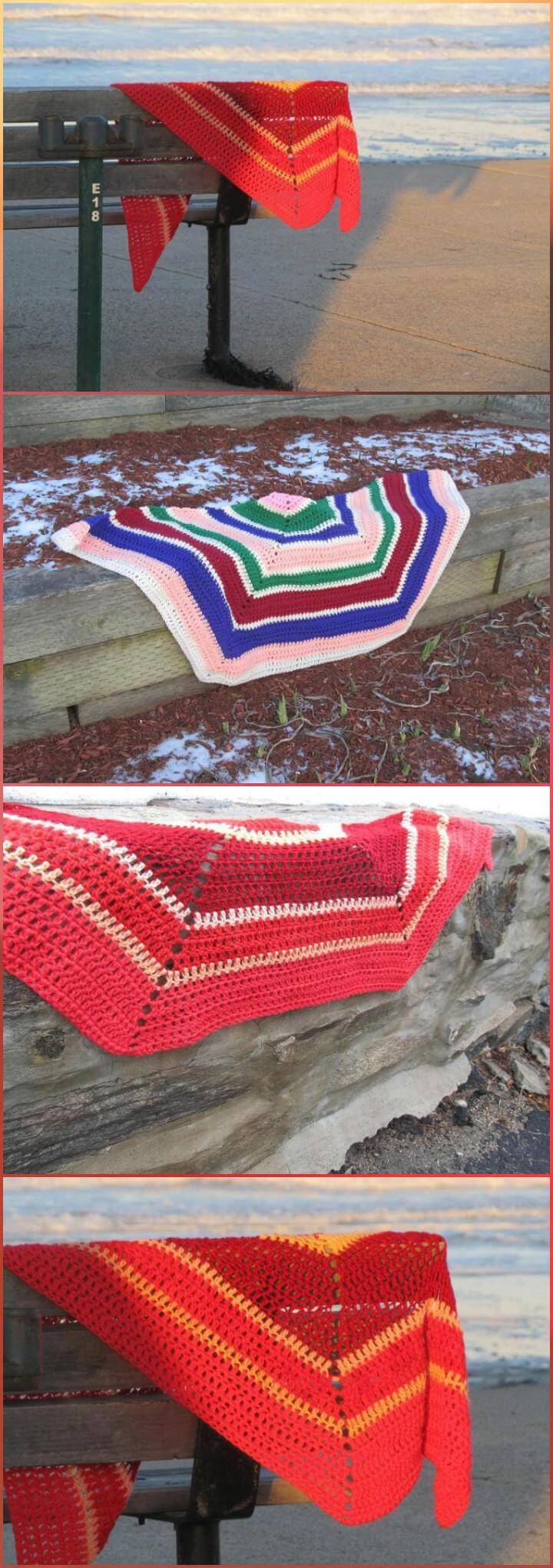 crochet three triangles shawl