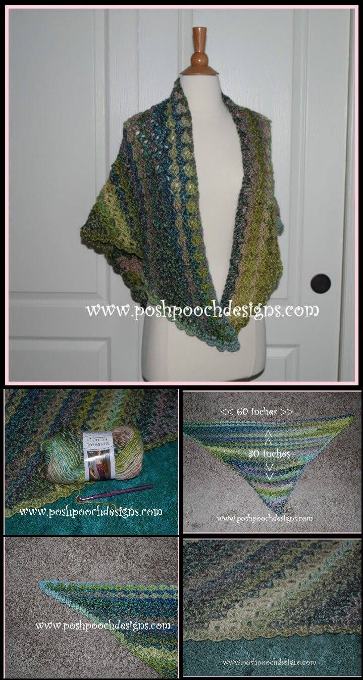 crochet watercolor forest shawl