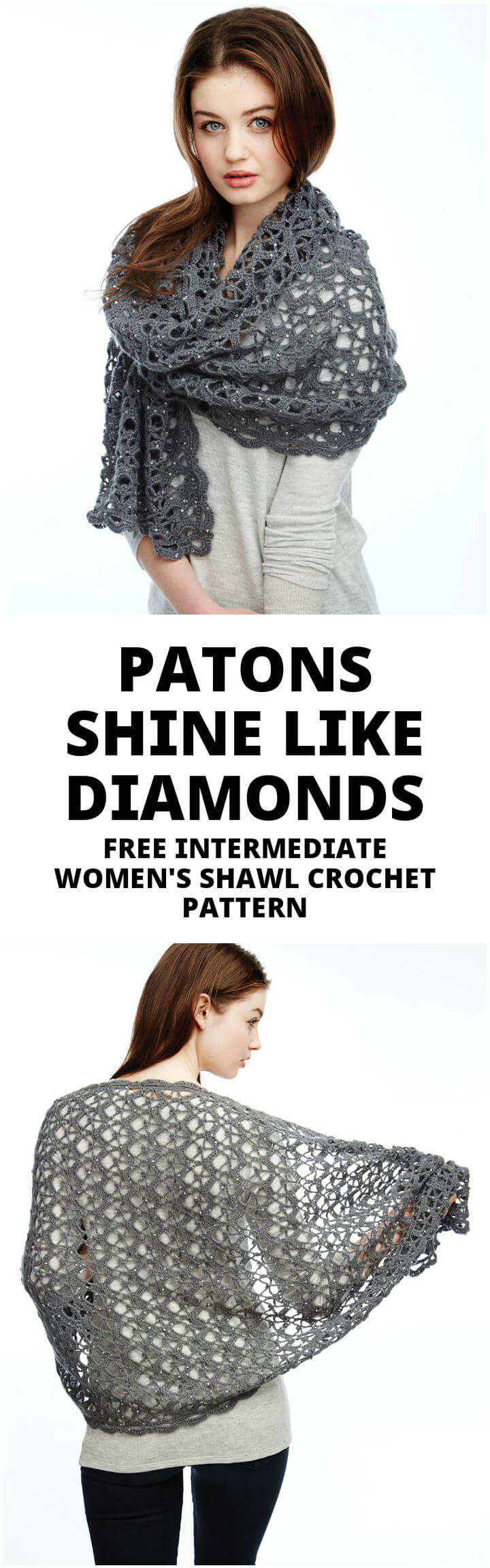crochet patons shine like diamond shawl