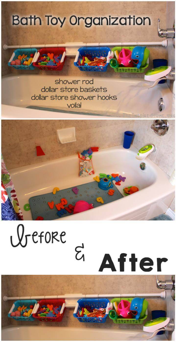 easy baby bath toy organization