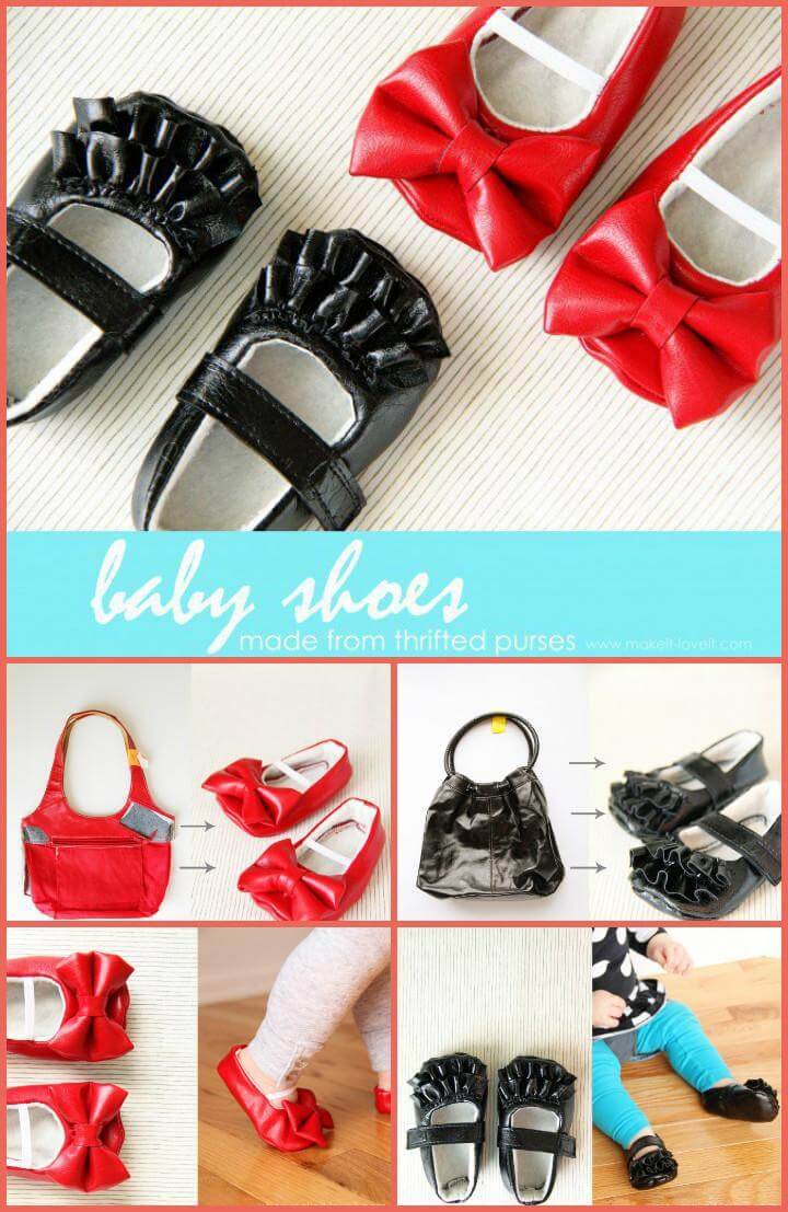 baby shoes made from old handbags