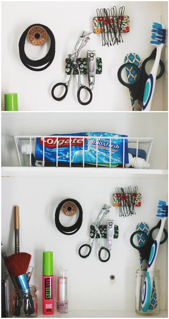 DIY bathroom medicine cabinet organization