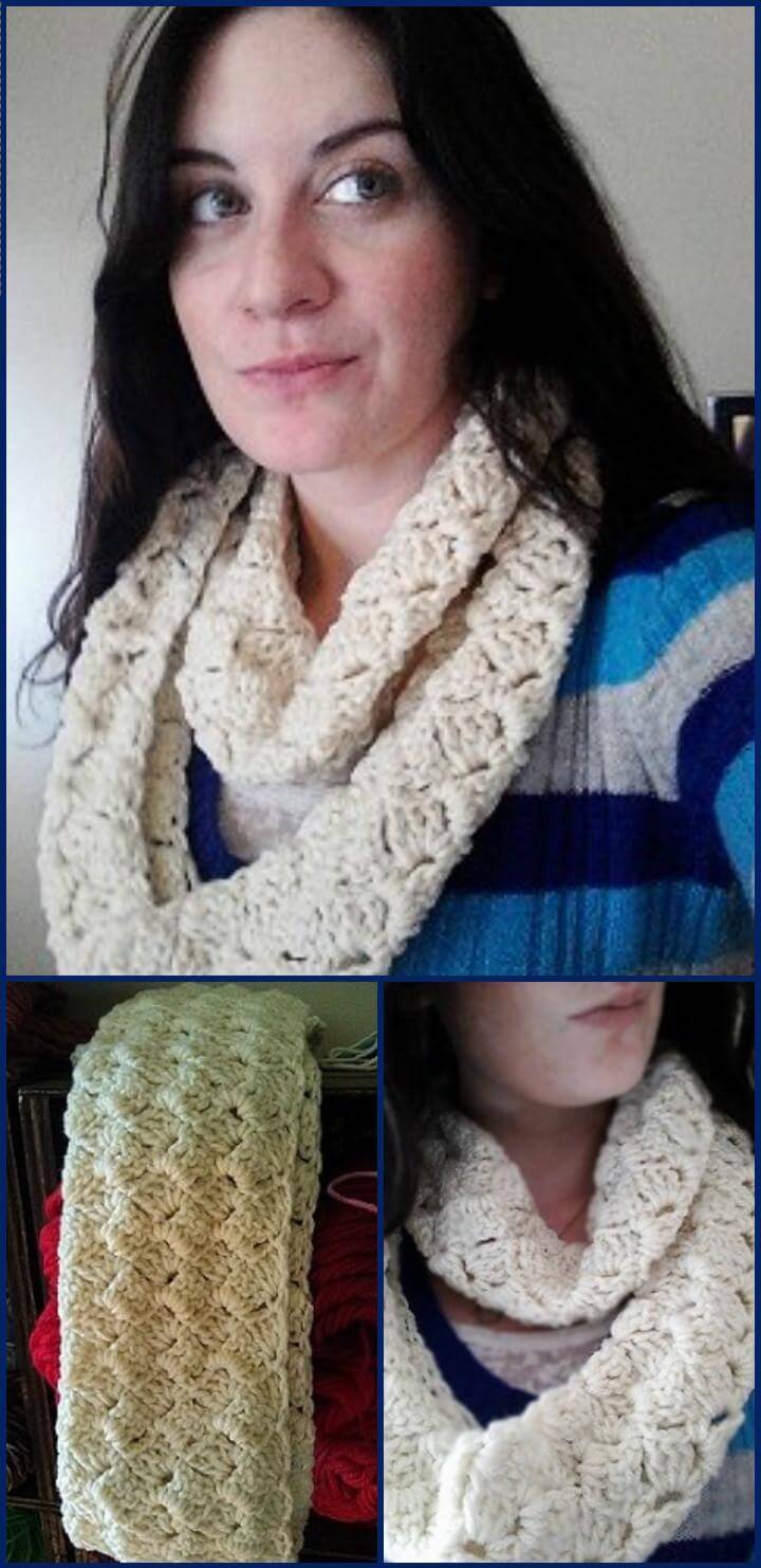 easy and crazy shell crochet infinity scarf free pattern