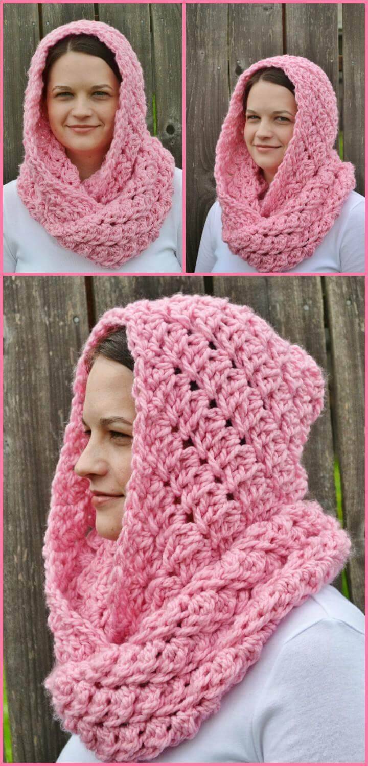 DIY crochet hooded infinity scarf