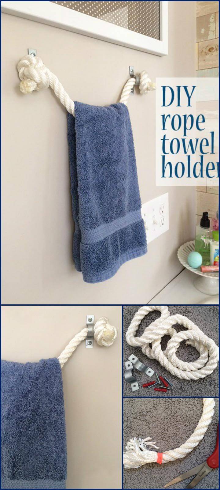 self-made rope towel holder