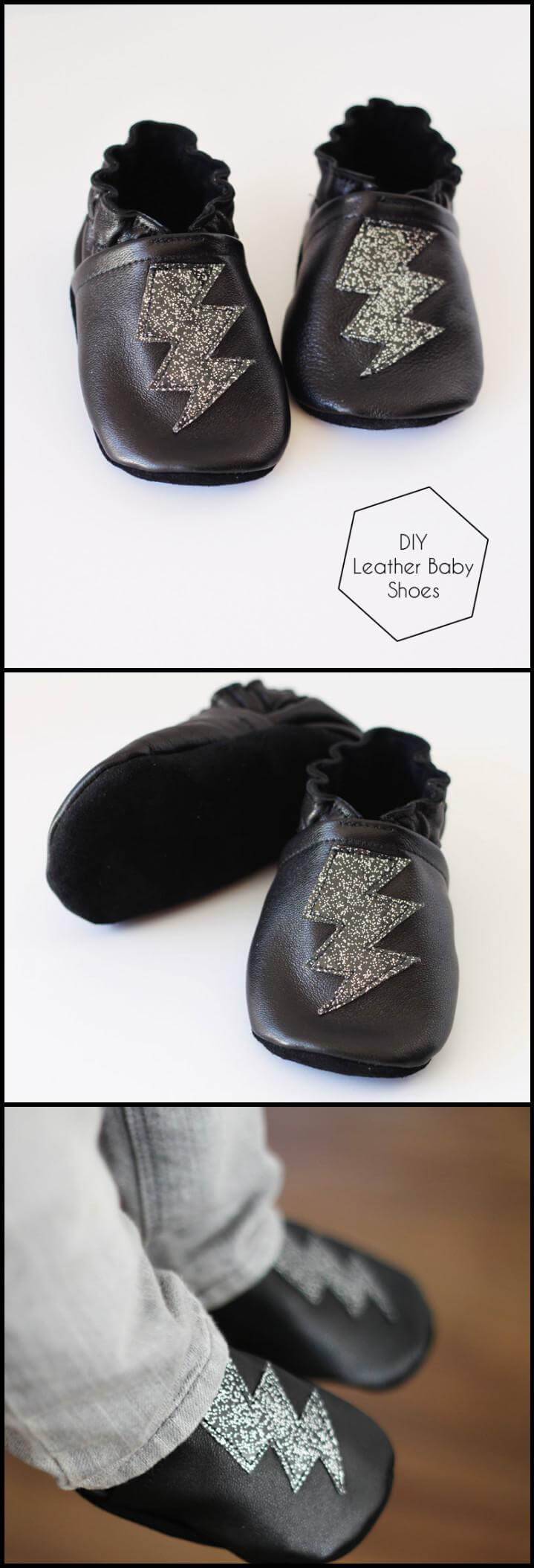 self-made leather baby booties