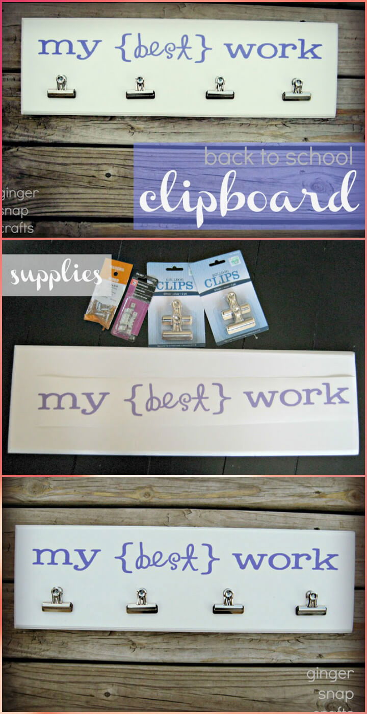 super easy vinyl lettering black-to-school clipboard