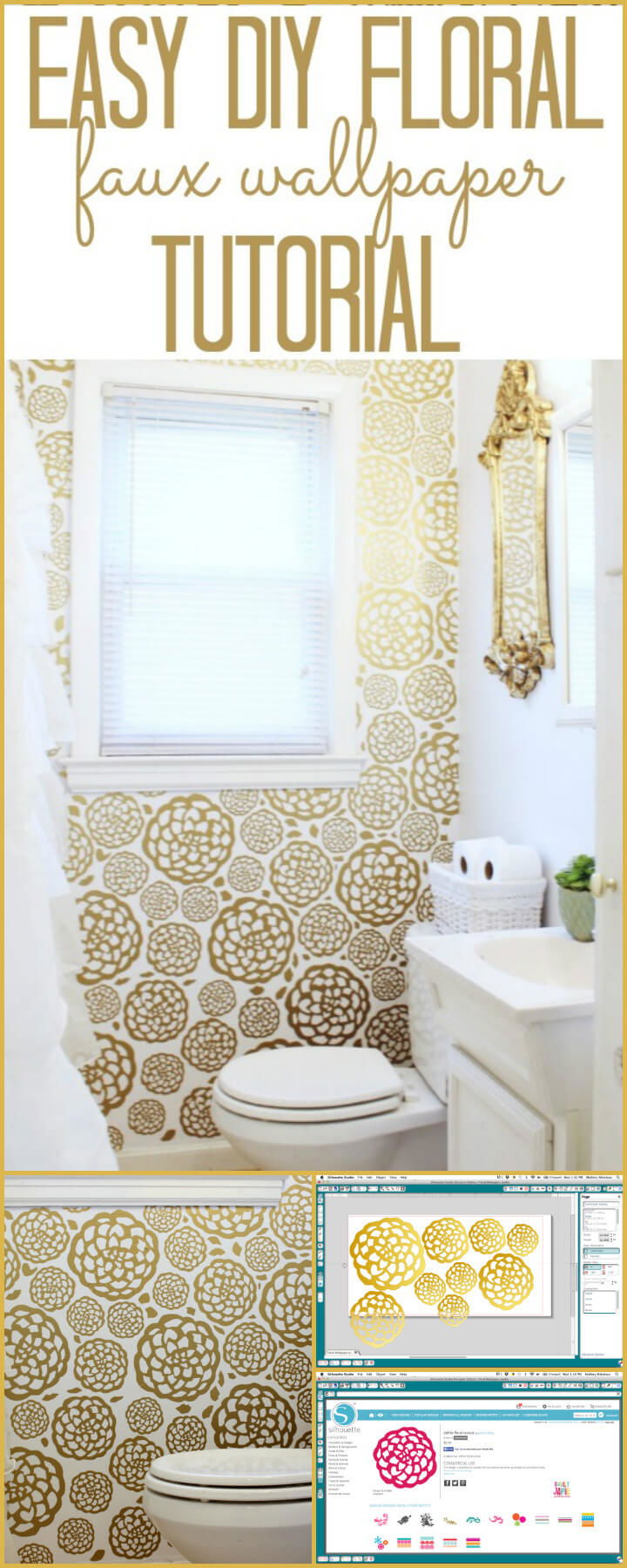 vinyl floral bathroom faux wall paper