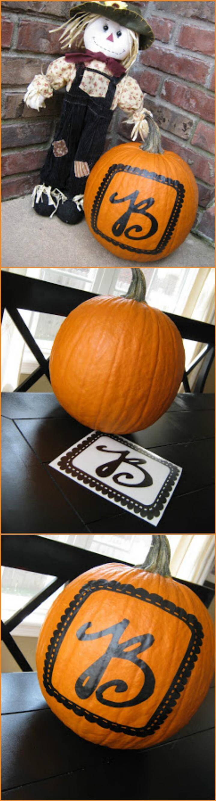 vinyl sticker monogrammed pumpkin