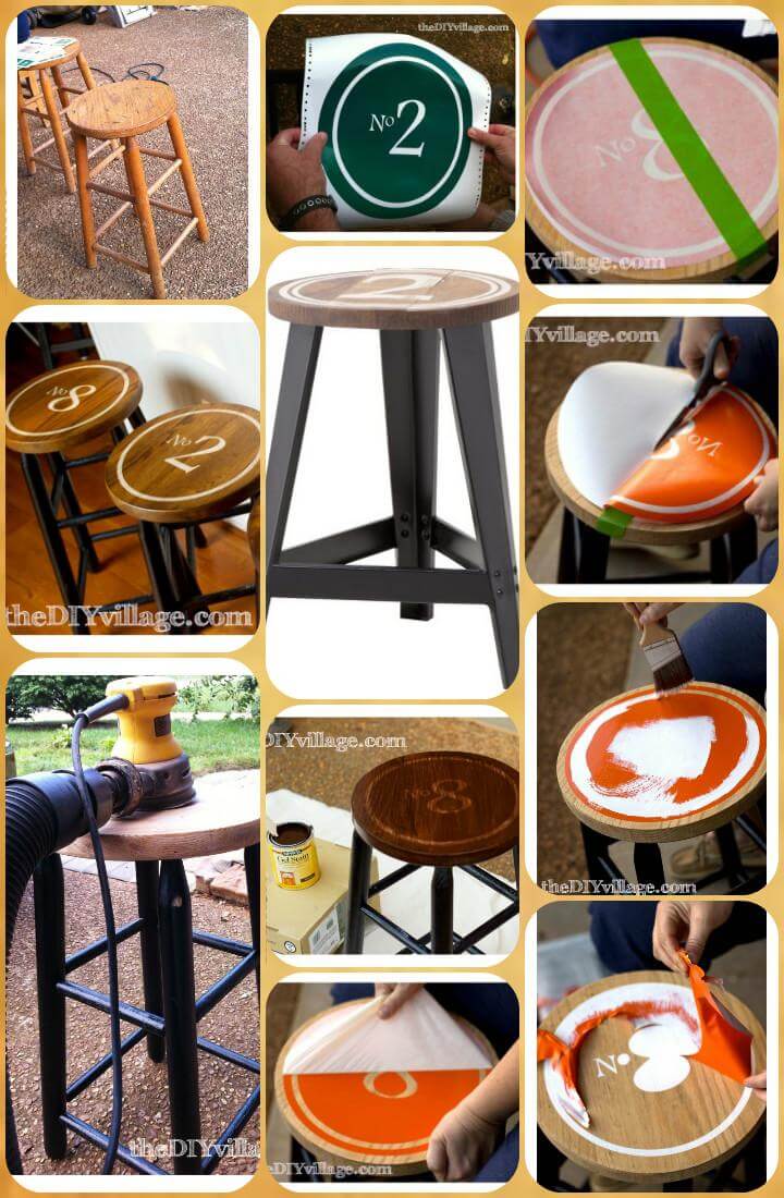 customized vinyl vintage industrial bar stools