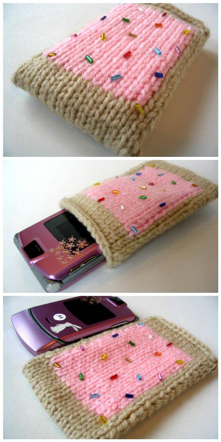 easy crochet phone case decorated with beads