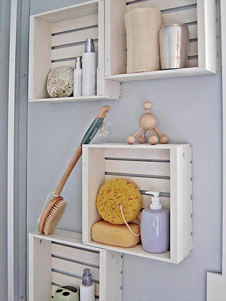 quick and easy DIY bathroom shelving