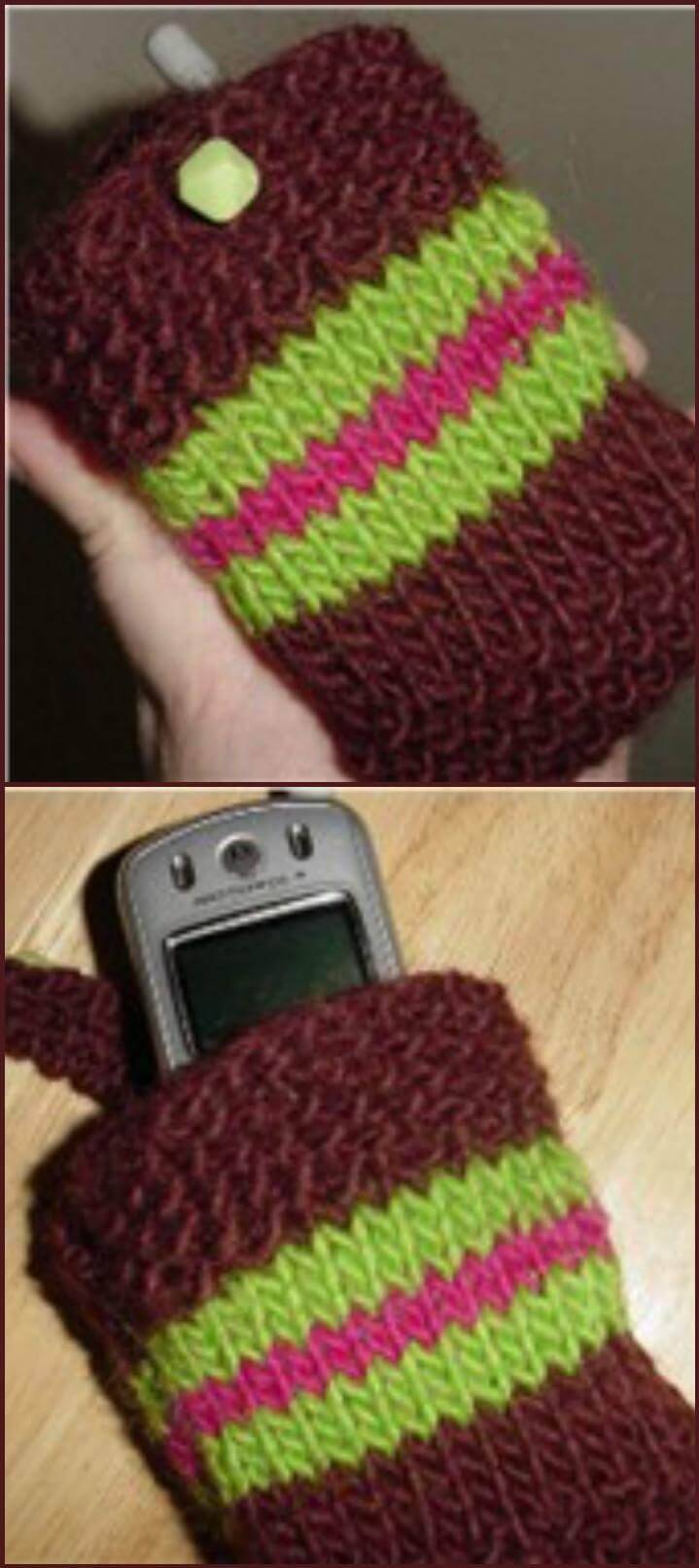 DIY crochet gelato cell phone cozy