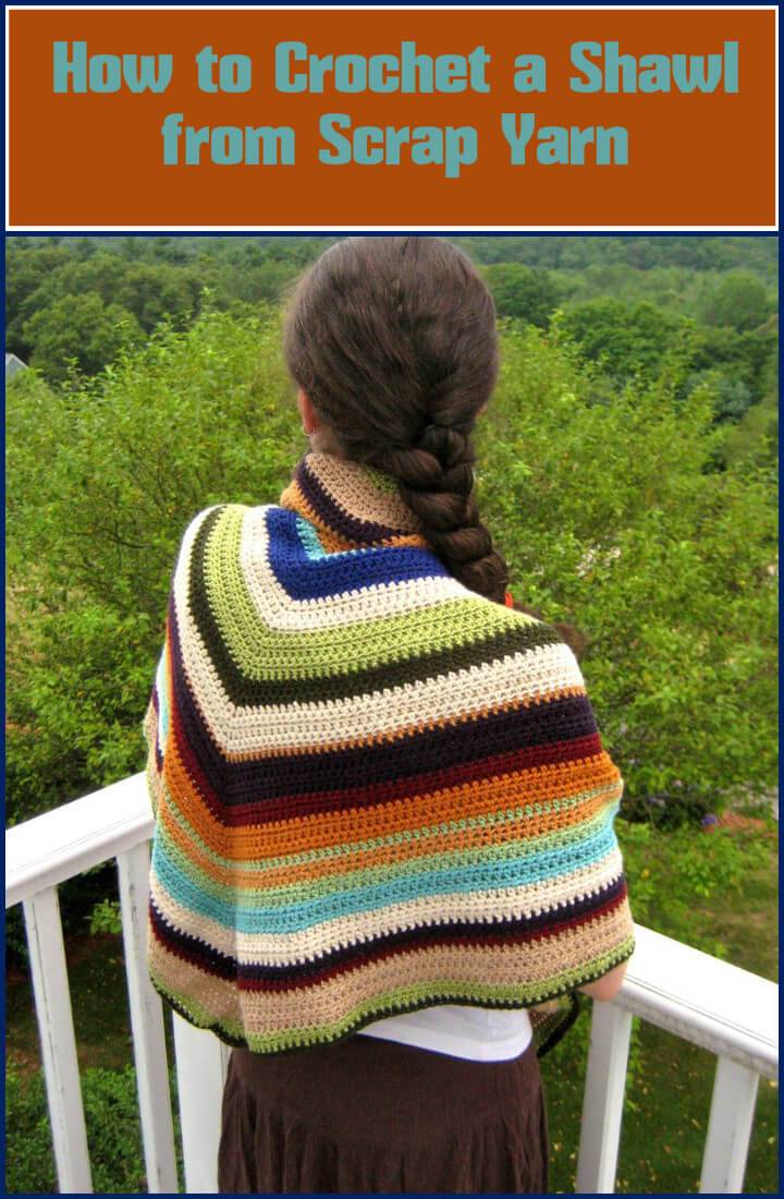 crochet scrap yarn shawl