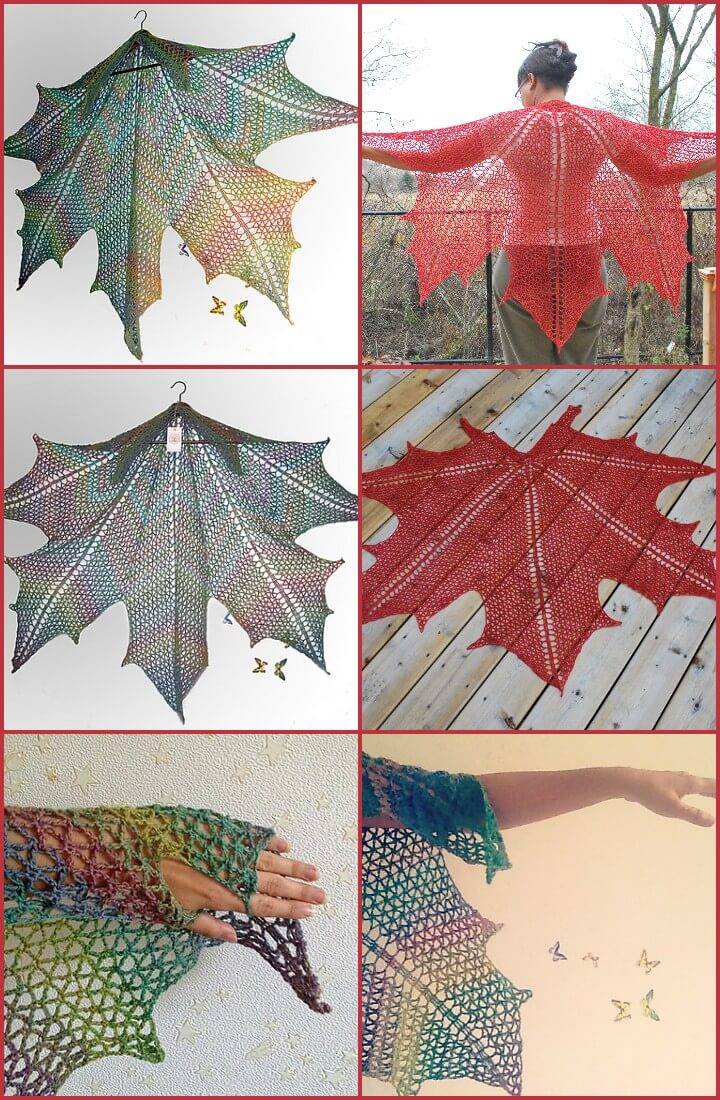 beautiful crochet maple leaf shawl