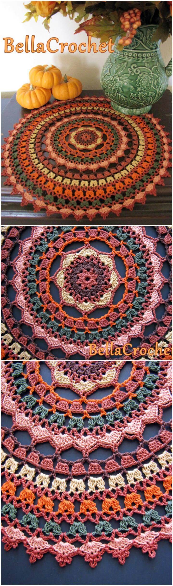 easy crochet autumn spice mandala doily