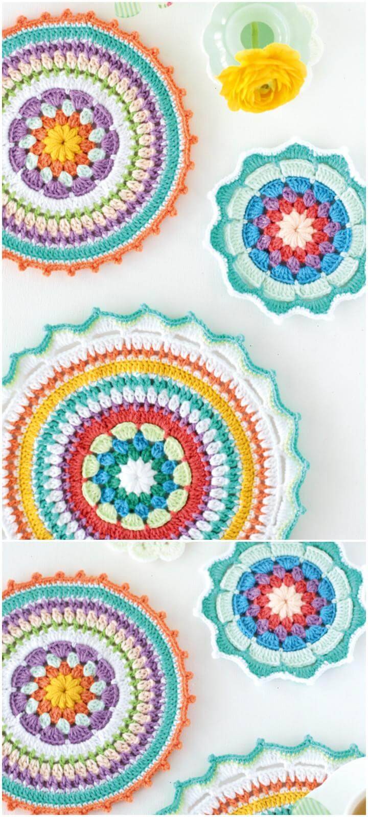 free crochet colorful mandala pattern