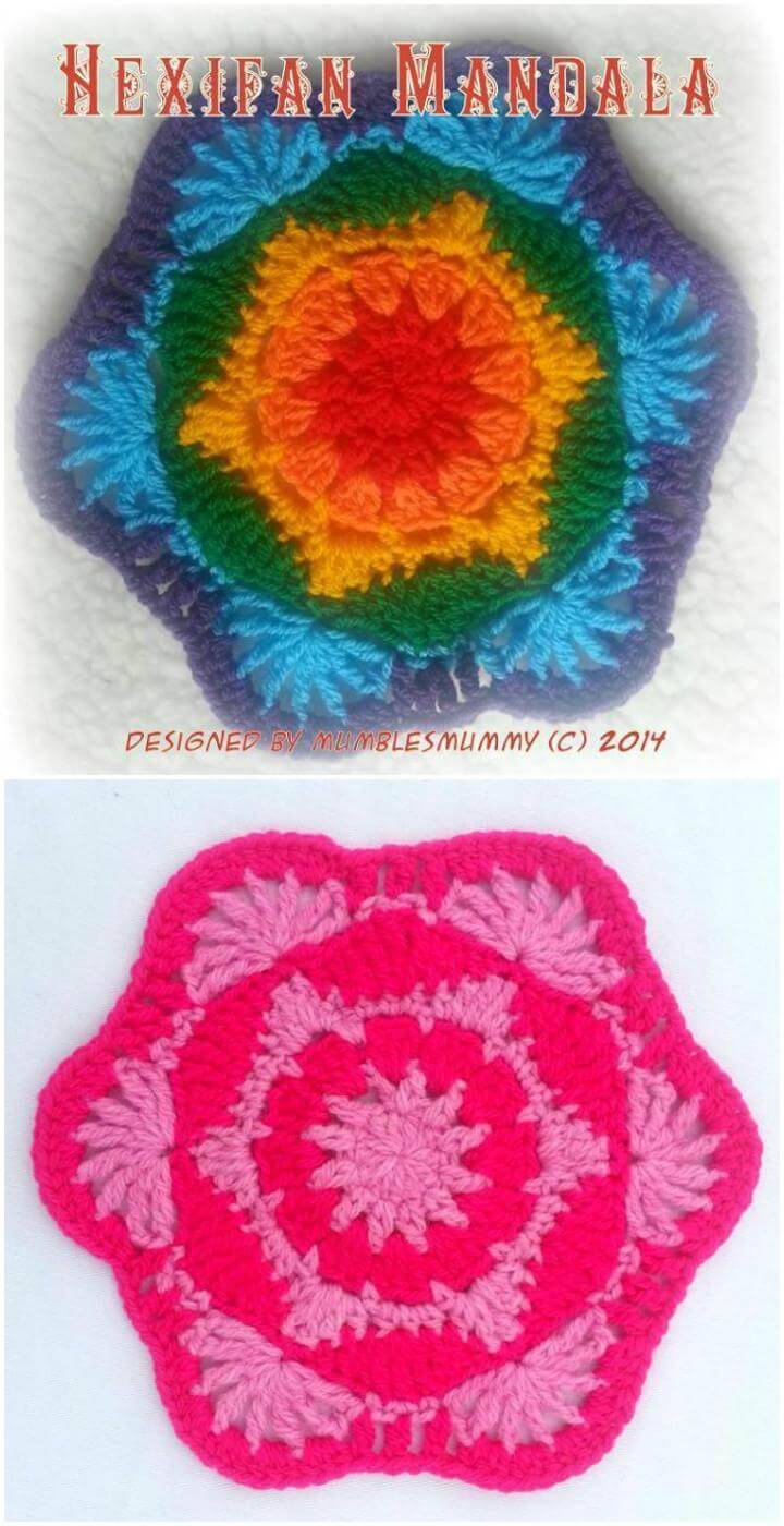 easy crochet hexifan mandala