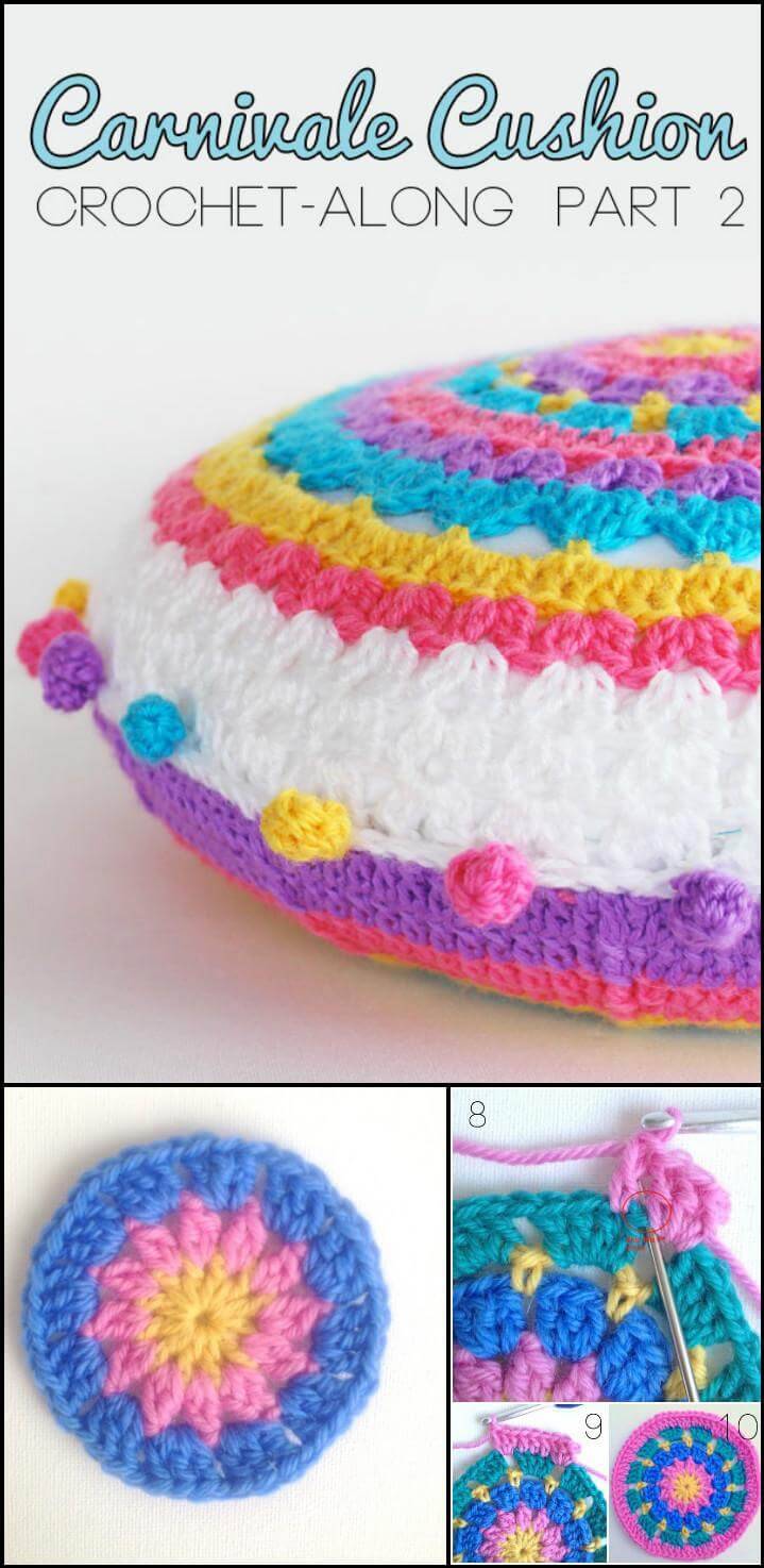 gorgeous crochet mandala carvnivale cushion
