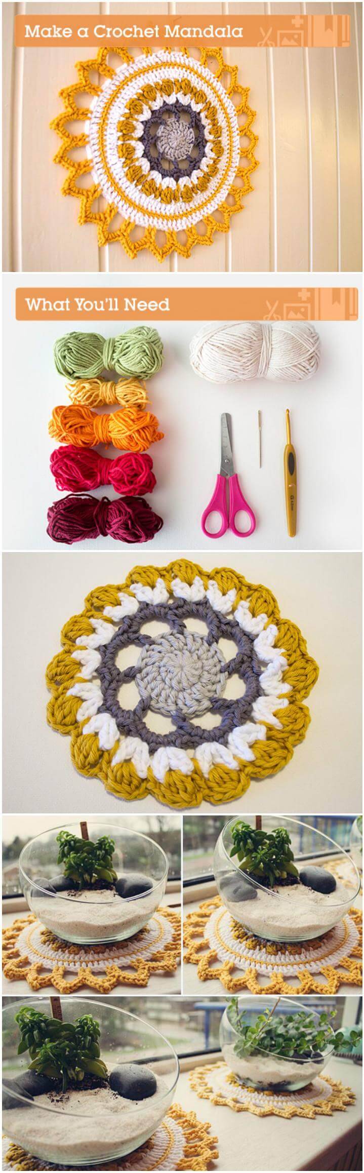 colorful crochet mandala for home