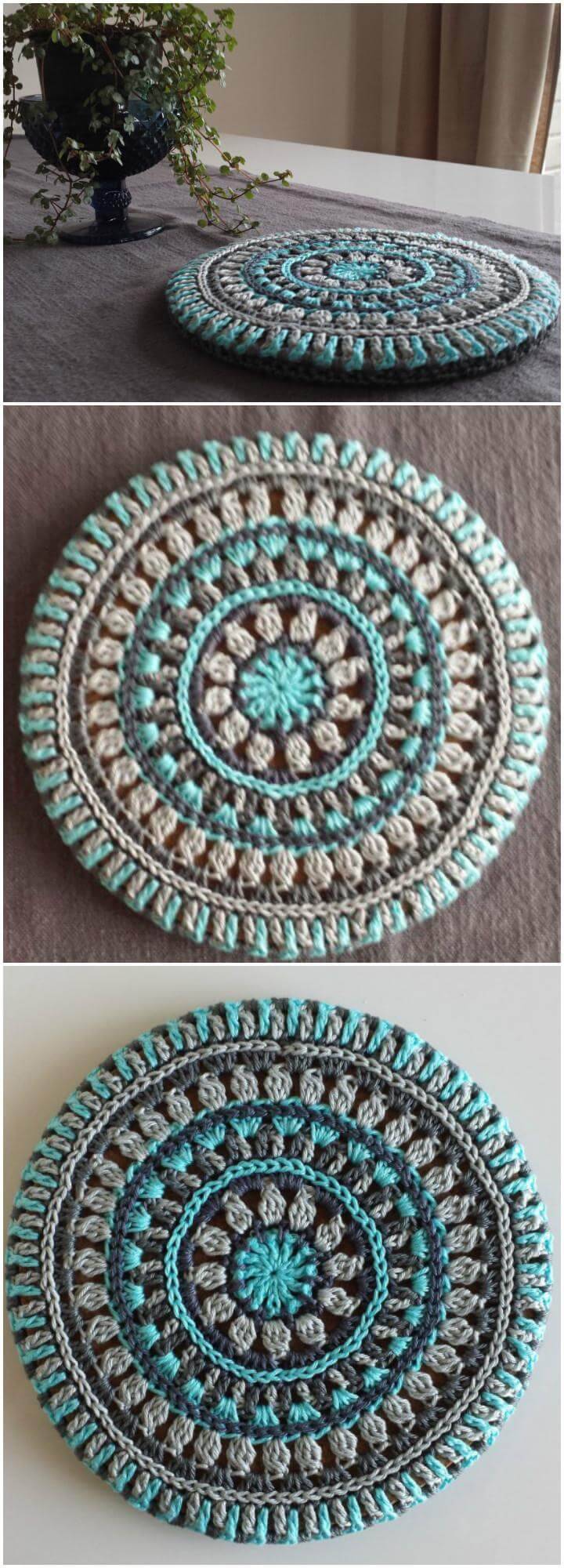 free crochet mandala trivet cover pattern