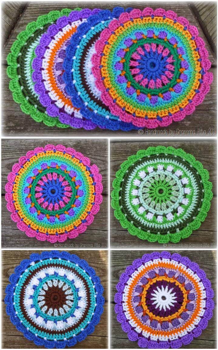free crochet sunset mandala pattern