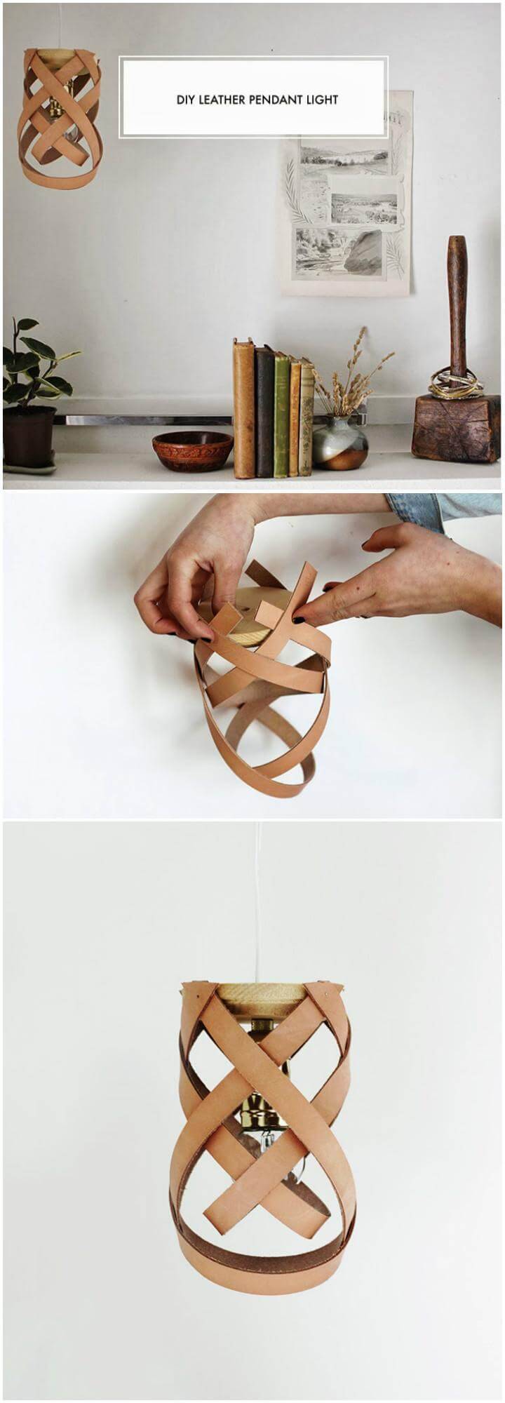 super charming leather pendant light DIY