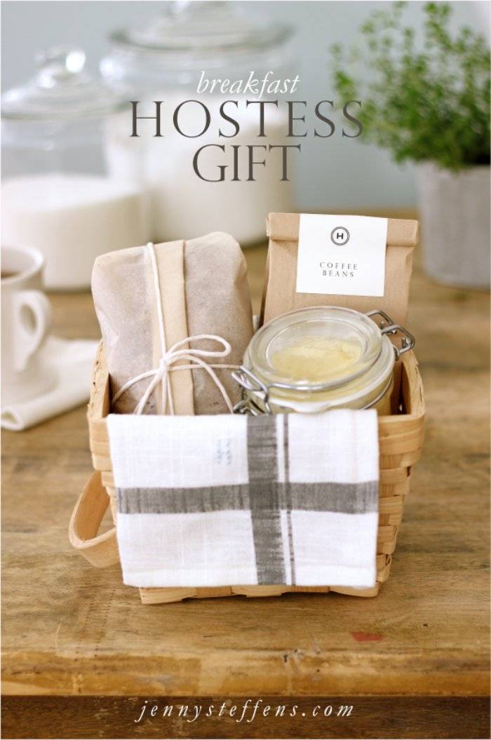 easy breakfast bread and honey butter hostess gift basket